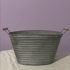 Ribbed Metal Storage Bin with Handles